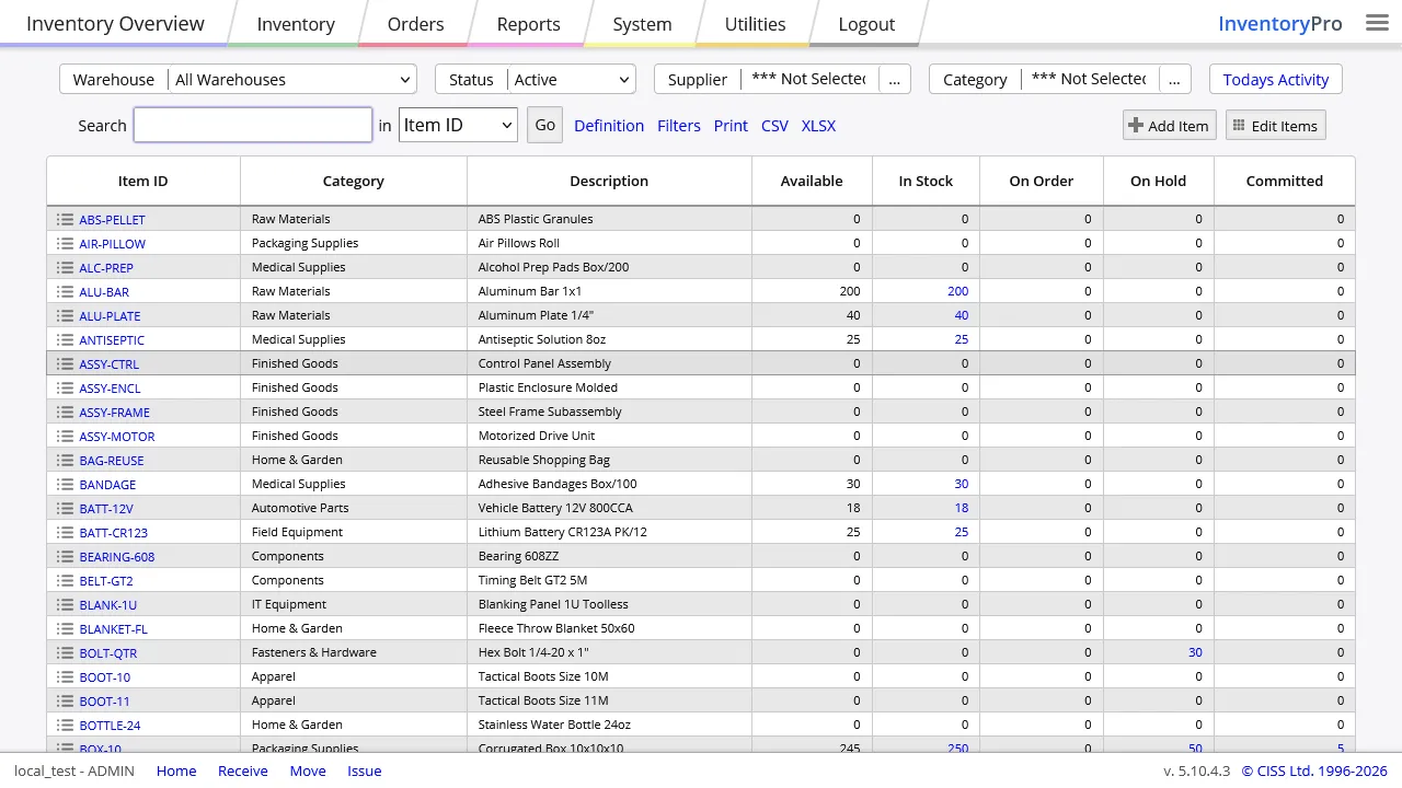 Inventory Pro medium theme showing inventory list with balanced contrast